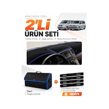Volkswagen Transporter T5 Çift Kapaklı 2003-2016 Uyumlu Torpido Örtüsü Deri Çanta - Siyah Mavi