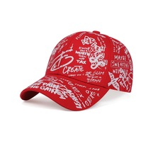 Kırmızı Yaz Graffiti Güneş Hip Hop Siperlikli Ayarlanabilir Şapka
