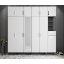 Açelya Portmanto Vestiyer Füme Beyaz  M9-270 cm