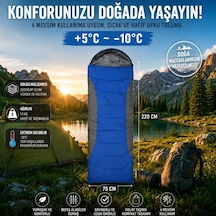 4 Mevsim Uyku Tulumu +5 C -10 C Kamp Uyku Tulumu Nefes Alabilen Kumaş Mavi