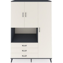 Kronos Dolap 7 Raflı 3 Çekmeceli 3 Kapaklı 132x59x195 Antrasit-aytaşı/aytaşı Aytası/aytası