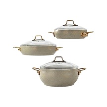 Emy2402 Emaye 6 Parça Tencere Seti Gri Vintage Güveç Model Cam Kapaklı 16-20-22 Cm Tencere Takımı İndüksiyon Uyumlu Şık Ve Dayanıklı Mutfak Seti Çok Renkli