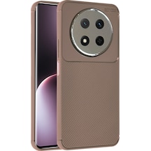 Honor Magic 7 Lite Kılıf Karbon Silikon Case Kapak Kahverengi