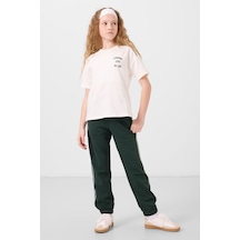 Tommylife Ekru-çam Yeşil O Yaka Baskılı Lastik Paçalı Standart Fit Kız Çocuk Eşofman Takım - 75186 Ekru/çam Yeşil Ekru - Çam Yeşil
