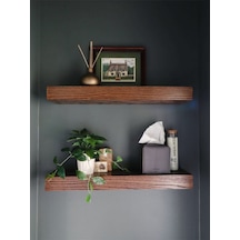 Dekoratif Doğal Ahşap 2 Li Takım 210x15x4 Cm Gizli Aparatlı Raf Ahşap