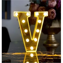 3d Işıklı Led Harf Dekoratif Aydınlatma Büyük Boy V Harfi Çok Renkli