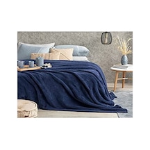 Peluş Polar Battaniye, Tek Kişilik, 170x230 Cm, Lacivert Renk 36 Derece Üstü