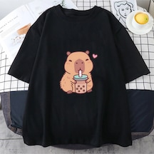 Tarzsokak Beyaz Capybara Seviyor İçme Kabarcık Çay Yaz İ Lar/erkekler Siyah