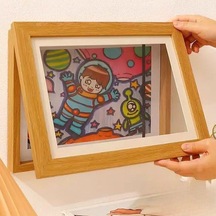 Resim Sanat Çerçevesi Mıknatıslı Kapaklı Duvara Asılabilir Etkinlik Sergileme Çerçevesi Çocuk Çizimleri Için