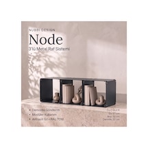 Node 3 Lü Modüler Metal Kitaplık Yatay Tasarım Dekoratif Küp Raf Sistemi Gri - 940096365 Gri