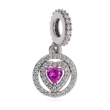 Işıltılı Pembe Kalpli Sallantılı Charm