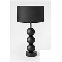 Casa Masa Abajuru Metal Gövde Kumaş Başlık Dekoratif Lamba Siyah