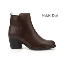 Gönderi(R) Gönderi R Kahve Antik Fermuarlı Kalın Topuklu Hakiki Deri Bot Kahve