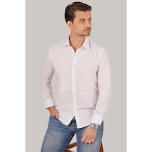 Kolay Ütülenebilir Dakron Düz Beyaz Slimfit Hediye Kutulu Gömlek Beyaz