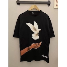 Yüksek Çözünürlüklü Dijital Baskılı Unisex Günlük Stil Siyah Tişö