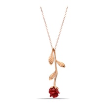 Kadın Gül Tasarım 925 Ayar Gümüş Kolye Rose Gold
