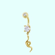 Altın Göbek Piercing 14 Ayar Sallantılı Yılan Altın