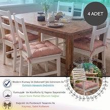4 Adet - 40x40 Cm Lüks Süet Dokulu Gül Kurusu Sandalye Minderi - %100 Silikon Elyaf Dolgulu Yıkanabilir Minder
