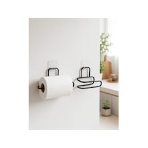 2 Li Siyah Metal Rulo Kağıt Tutucu Yapışkanlı Banyo Ve Mutfak Kağıtlık Belirtilmemiş Belirtilmemiş