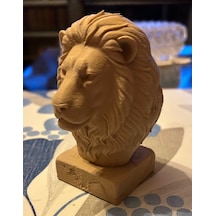 14cm Ahşap Dokulu Pla Aslan Biblosu Hediyelik Natural Malzemeli Obje
