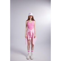 Holly Lolly Fitilli Kumaş Şortlu Zoe Tulum Pembe