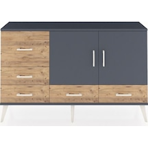 Arges Konsol 4 Raflı 5 Çekmeceli 2 Kapaklı 132x30x83 Antrasit-antrasit/çam Antrasit/çam