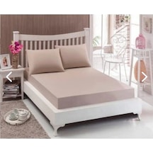 Çift Kişilik 160x200 30 Cm Fitted Lastikli Çarşaf Bej 2yastık Bej - Kahverengi
