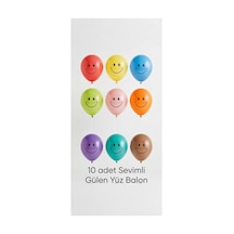 10 Lu Gülen Yüz Balon Karışık Renkli Smiley Baskılı Doğum Günü Parti Süsü 12'inç Çok Renkli Çok Renkli