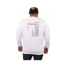 Moc Grande Mocgrande Erkek Büyük Beden Sıfır Yaka Sweat Streetwear 23206 Ekru