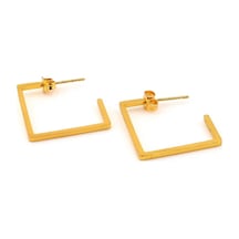 Dörtgen Kare Şekilli Altın Rengi Sarı Çelik Unisex Küpe E790 Çok Renkli