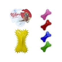 Natura 11 CM Plastik Pati Desenli Dikenli Kemik Köpek Oyuncağı Çok Renkli