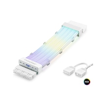 Nodar Nd2814w 24 Pin Argb Power Supply Uzatma Kablosu Gümüş Kaplamalı Bükülebilir 2 Mm 108 Led Beyaz