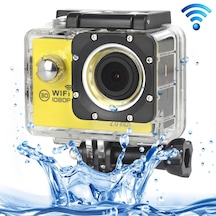 H16 1080p Taşınabilir Wifi Su Geçirmez Spor Kamera, 2.0 İnç Ekran, Generalplus 4248, 170 A+ Derece Geniş Açılı Lens, Destek Tf Kartını Sarı