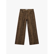 Koton Yılan Desenli Düğmeli Normal Bel Geniş Paça Pantolon - Wide Leg Jeans Yılan Desen2 6wal40040mw Yılan Desenli
