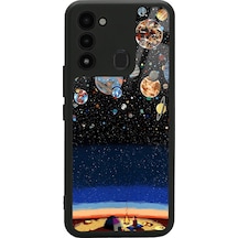 Tecno Spark 8c Gezegenler Altında Kamp Tasarımlı Glossy Telefon Kılıfı Çok Renkli