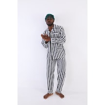 Angbutik Kocabey 4007 Uzun Kol Çizgili Gaffur Erkek Pijama Takım Antrasit