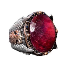 Gerçek Yakut Doğal Taş Yüzük, 16.80 Karat, Pençe Yüzük Gümüş