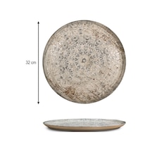 6'lı Valencia Servis Tabağı Pizza 32cm Dijital Fade Rinart Krem