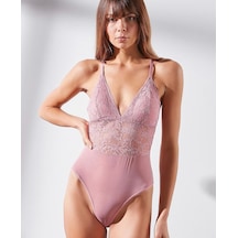 Intive Kadın Dahlia Pudra Dantelli Sırt Detaylı Tasarım Bodysuit Pudra