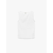 Koton Pamuklu Slim Fit Kolsuz Kayık Yaka Bluz Beyaz 6sak10029ek Beyaz