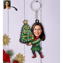 Bk Gift Kişiye Özel Kadın Yılbaşı Karikatürlü Ahşap Anahtarlık -14, Yeni Yıl Hediyesi, Yılbaşı Hediyesi Kobitmeyencom35832 Bk Gift
