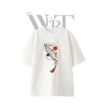 Thewert Japon Yelpaze Tasarım Baskılı Ünisex Beyaz Oversize T-shirt
