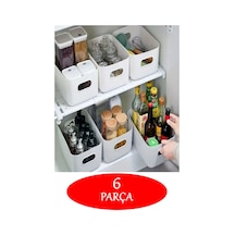 6 Adet Beyaz 3.5 Litre Basic Dolap Içi, Buzdolabı Düzenleyici, Banyo Organizer Sepet Beyaz
