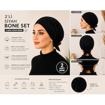 2'li Siyah Kadın Bone Esnek Ve Rahat Saç Bonesi, Günlük Kullanım Için Bone Siyah - Siyah