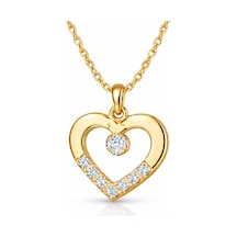 Gümüş Gold Minik Kalpli Tektaş Kadın Kolye