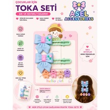 6'lı Set Fiyonk Figürlü Pens Toka Ve Çiçek Kıskaç Çocuk Saç Tokası Seti - Farklı Renk Seçenekli Mavi
