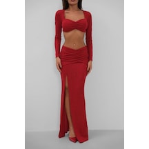 Yırtmaçlı Etek Ve Crop Bluz Takım Yırtmaçlı Etek Ve Crop Bluz Takım