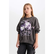 DeFacto Kız Çocuk Wednesday Oversize Geniş Kalıp Bisiklet Yaka Sweatshirt D6063A824WNAR227