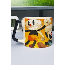 Cuphead Baskılı Seramik Lüks Kupa 1 Adet Özel Siyah Kulp Dalga Kulp V1d Çok Renkli