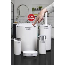 Okyanus Home Beyaz Yuvarlak Krom 5'Li Banyo Seti